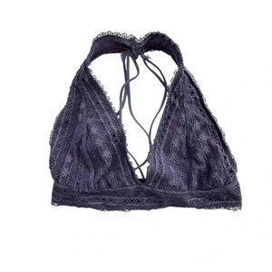 Purple Halter Top Lace Floral Bralette, Size Medium Bra Intimate